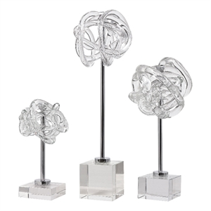 Uttermost Neuron Iron Crystal Glass Table Top Sculptures in Gray (Set of 3)