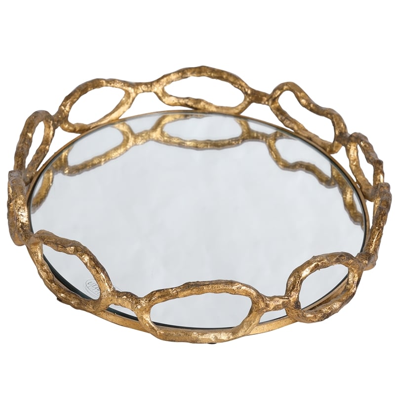 Uttermost Cable Transitional Cast Iron Chain Mirrored Tray in Silver