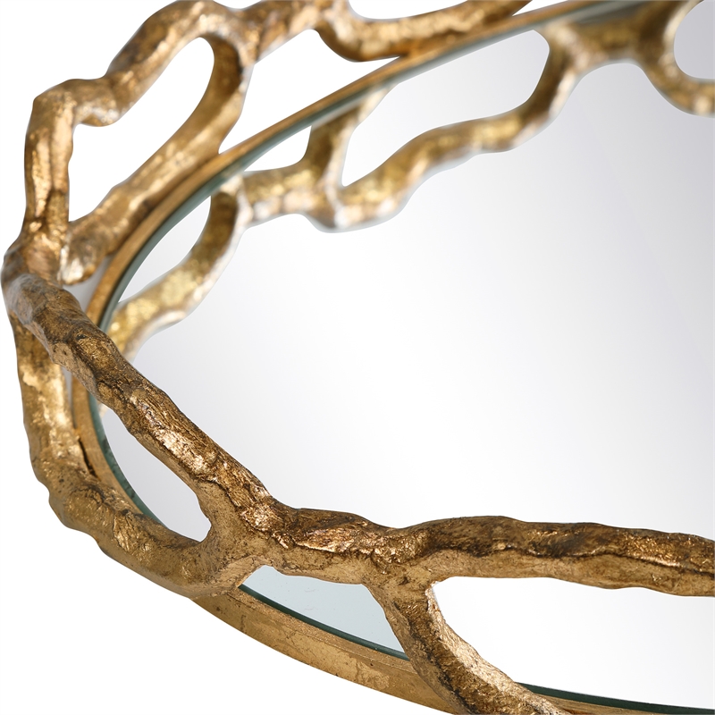 Uttermost Cable Transitional Cast Iron Chain Mirrored Tray in Silver