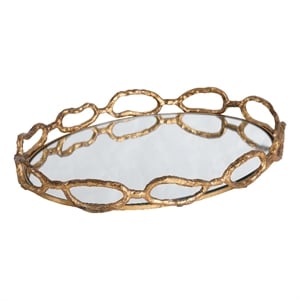 Uttermost Cable Transitional Cast Iron Chain Mirrored Tray in Silver
