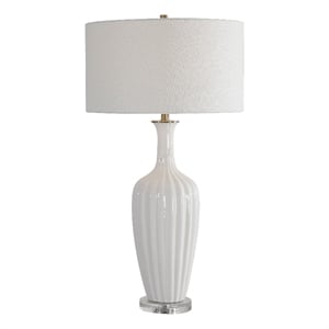 uttermost strauss traditional steel ceramic and fabric table lamp in white