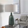 Uttermost Scouts Transitional Ceramic Metal and Fabric Table Lamp in Blue/Green