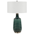 Uttermost Scouts Transitional Ceramic Metal and Fabric Table Lamp in Blue/Green