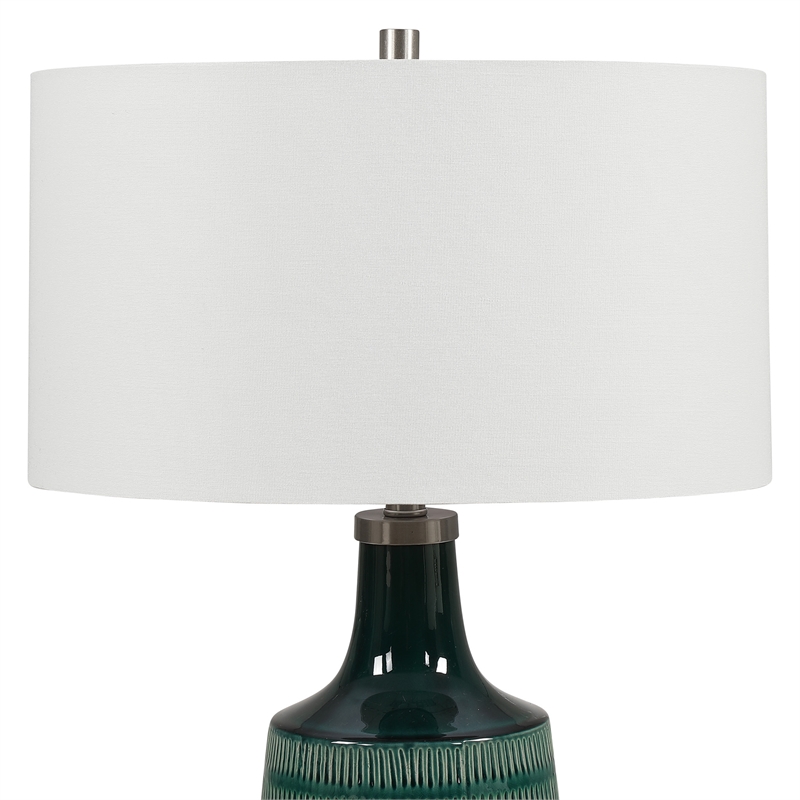 Uttermost Scouts Transitional Ceramic Metal and Fabric Table Lamp in Blue/Green