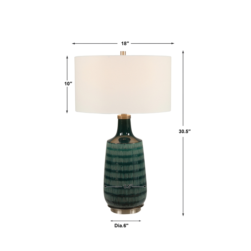 Uttermost Scouts Transitional Ceramic Metal and Fabric Table Lamp in Blue/Green