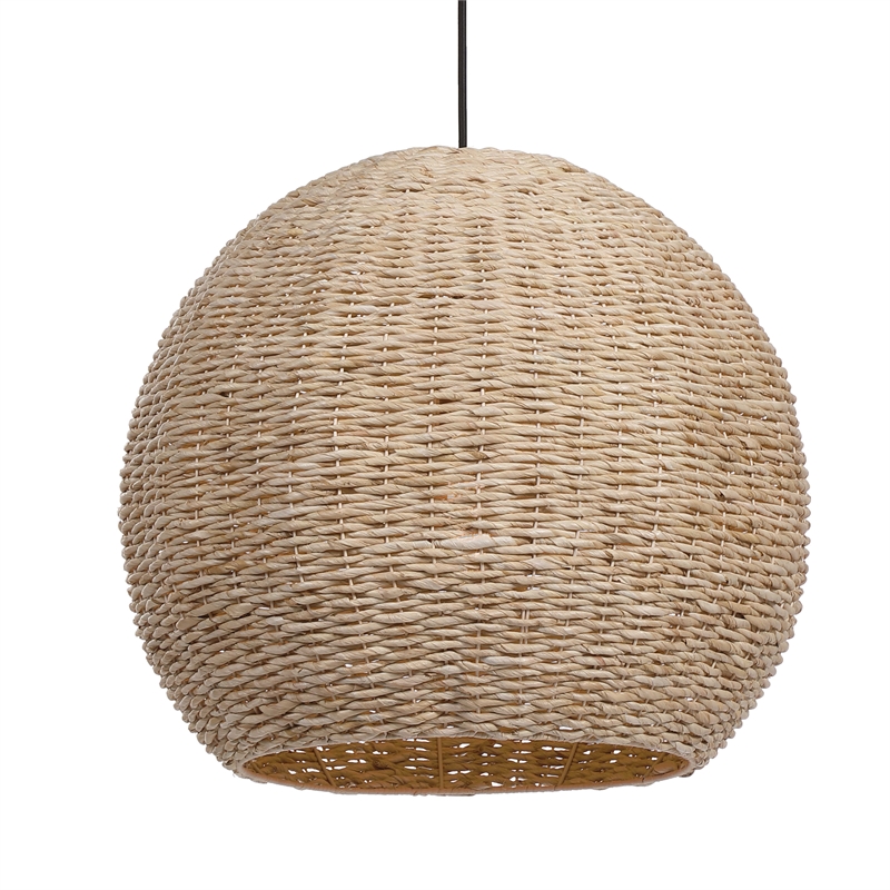 Uttermost 1-Light Metal Dome Shaped Pendant in Natural Woven Seagrass