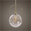Uttermost Mimas 1-Light Steel and Glass Globe Pendant in Brass Finish