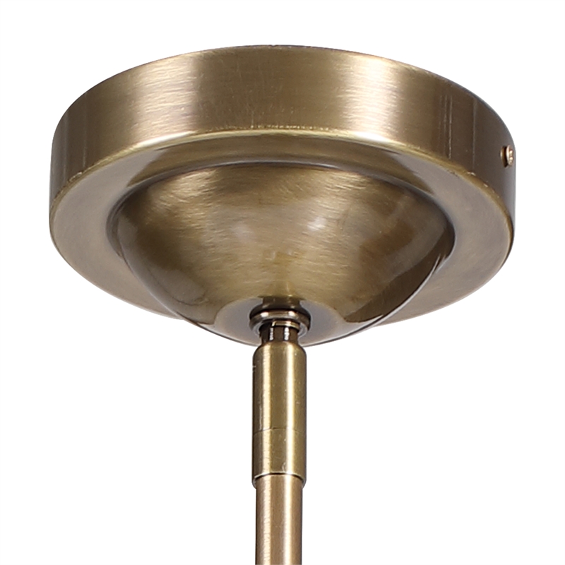 uttermost mimas 1-light steel and glass globe pendant in brass finish