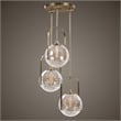 Uttermost Mimas 3-Light Steel and Glass Cluster Pendant in Brass Finish