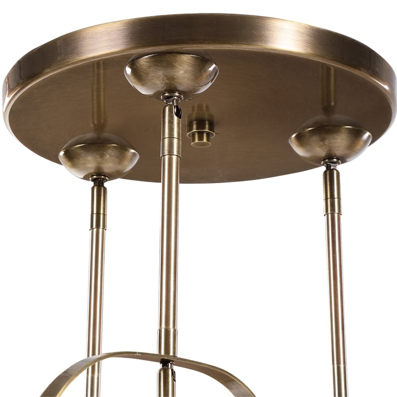 Uttermost Mimas 3-Light Steel and Glass Cluster Pendant in Brass Finish