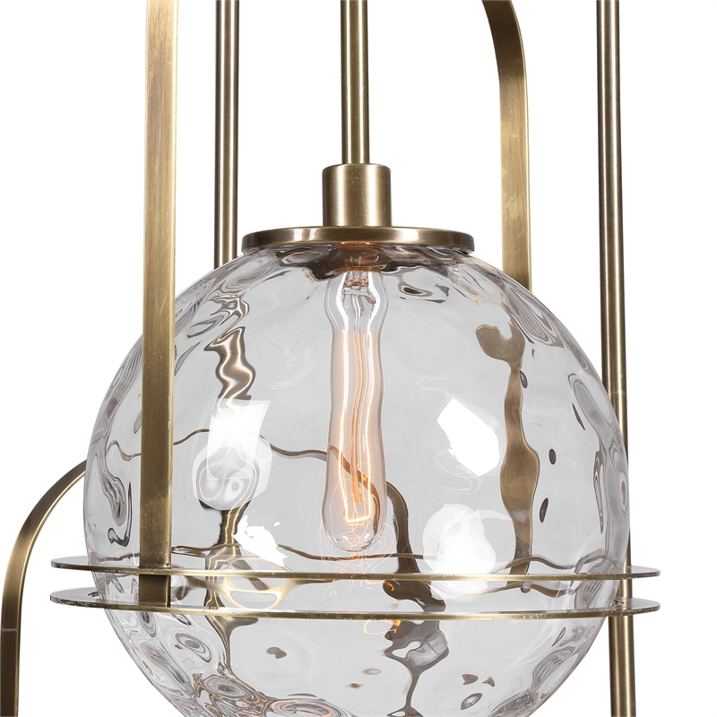 Uttermost Mimas 3-Light Steel and Glass Cluster Pendant in Brass Finish