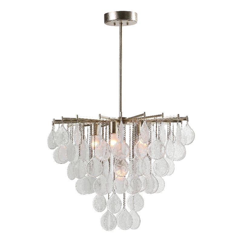 Uttermost Goccia 6-Light Steel and Glass Tear Drop Pendant in Silver