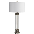 Uttermost Anmer Traditional Iron Glass and Fabric Table Lamp in Brass