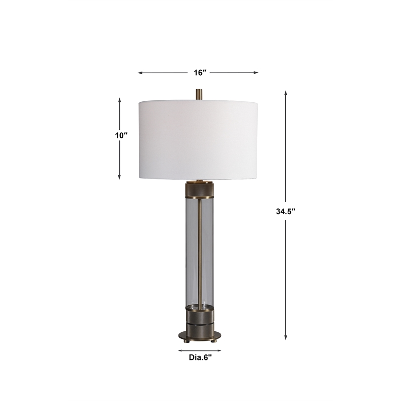 Uttermost Anmer Traditional Iron Glass and Fabric Table Lamp in Brass