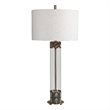 Uttermost Anmer Traditional Iron Glass and Fabric Table Lamp in Brass