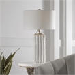 Uttermost Azariah Iron Ceramic and Fabric Crackle Table Lamp in White