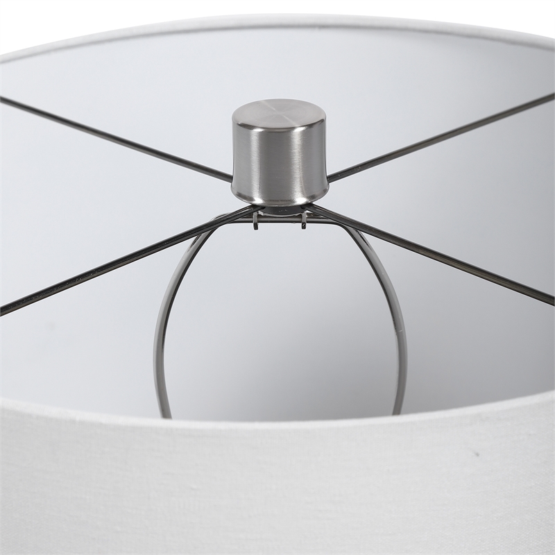 Uttermost Azariah Iron Ceramic and Fabric Crackle Table Lamp in White