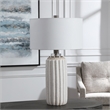 Uttermost Azariah Iron Ceramic and Fabric Crackle Table Lamp in White