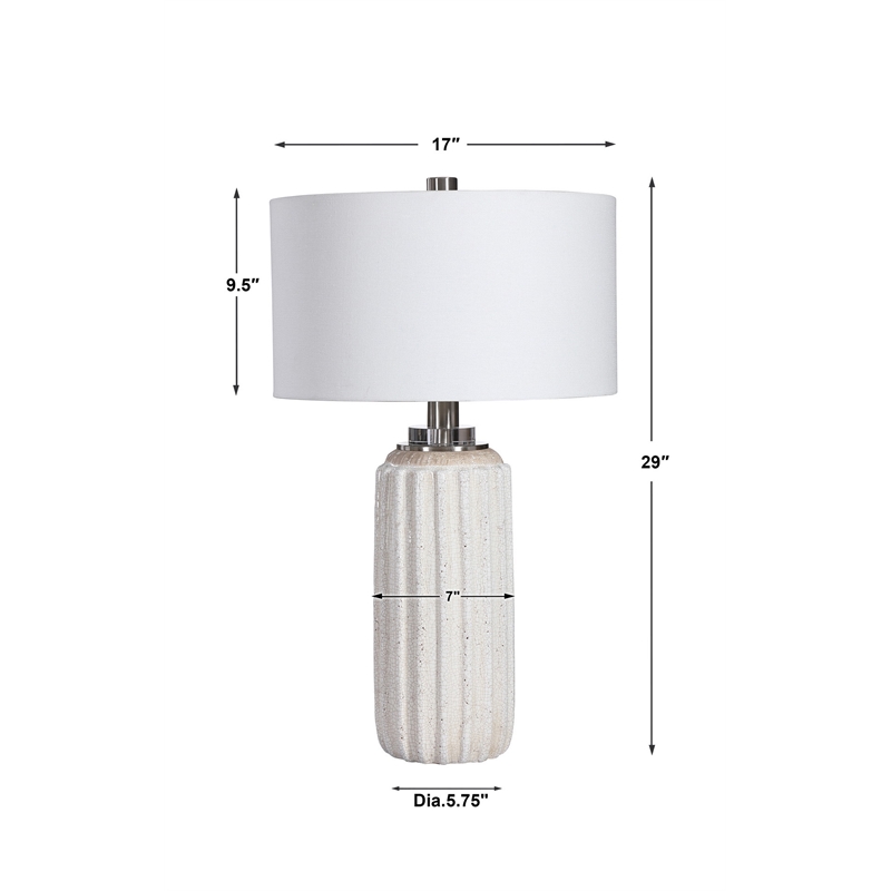 Uttermost Azariah Iron Ceramic and Fabric Crackle Table Lamp in White