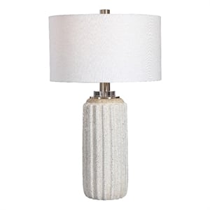 Uttermost Azariah Iron Ceramic and Fabric Crackle Table Lamp in White