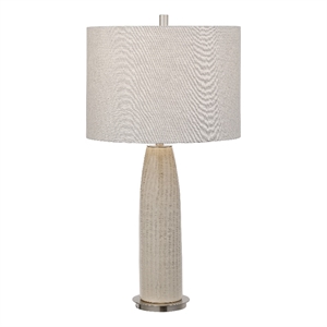 uttermost delgado traditional ceramic and iron table lamp in light gray/white