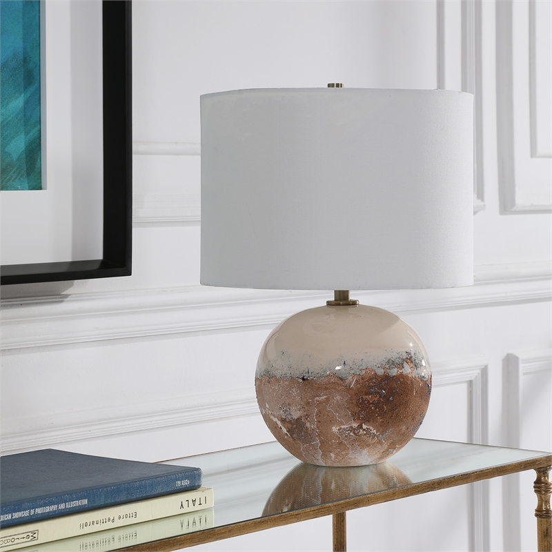 uttermost durango terracotta and iron accent lamp in brown/white