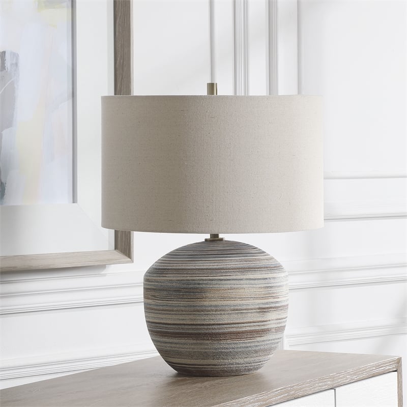 Uttermost Prospect Ceramic and Iron Striped Accent Lamp in Blue/Brown/White
