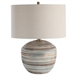 Uttermost Prospect Ceramic and Iron Striped Accent Lamp in Blue/Brown/White