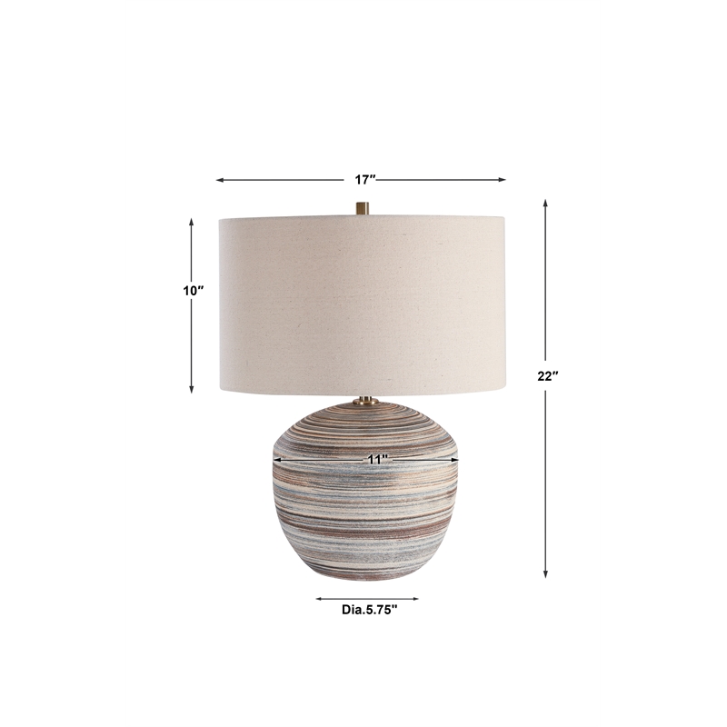 Uttermost Prospect Ceramic and Iron Striped Accent Lamp in Blue/Brown/White