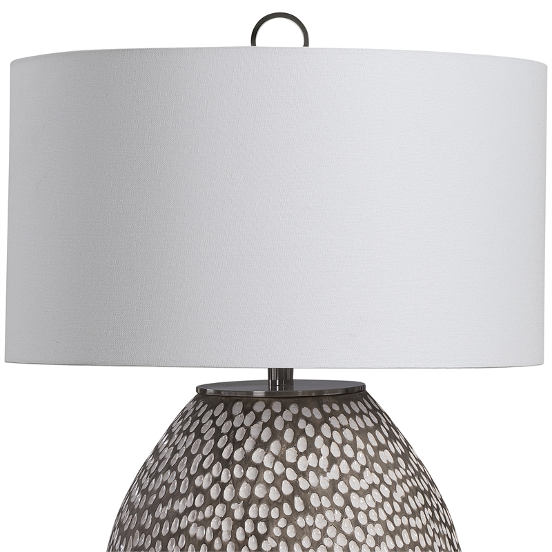 Uttermost Cyprien Transitional Iron Ceramic and Fabric Table Lamp in Gray