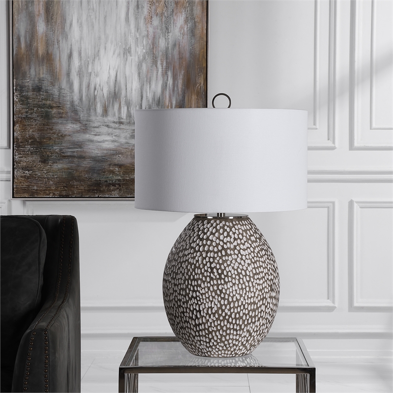 Uttermost Cyprien Transitional Iron Ceramic and Fabric Table Lamp in Gray