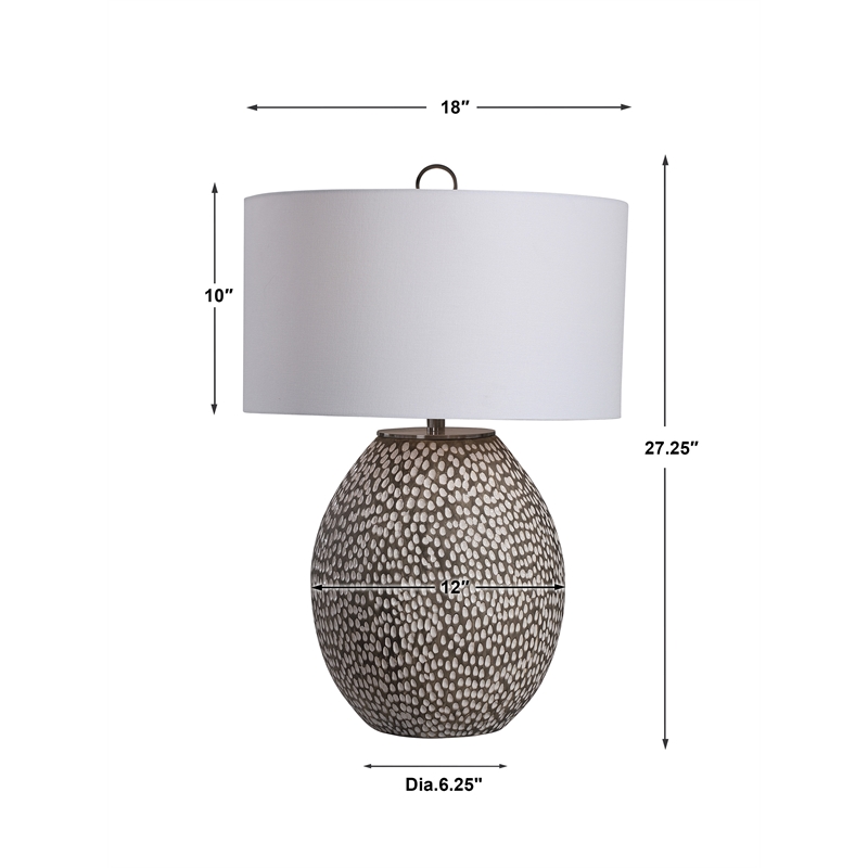 Uttermost Cyprien Transitional Iron Ceramic and Fabric Table Lamp in Gray