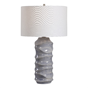 Uttermost Waves Transitional Ceramic Metal and Fabric Table Lamp in Blue/White
