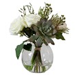 Uttermost Belmonte Polyester Glass Plastic Floral Bouquet & Vase in Green/White