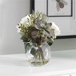 Uttermost Belmonte Polyester Glass Plastic Floral Bouquet & Vase in Green/White