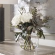 Uttermost Belmonte Polyester Glass Plastic Floral Bouquet & Vase in Green/White