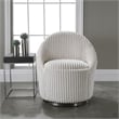 Uttermost Crue Wood Stainless Steel and Fabric Swivel Chair in White