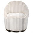 Uttermost Crue Wood Stainless Steel and Fabric Swivel Chair in White