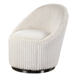 Uttermost Crue Wood Stainless Steel and Fabric Swivel Chair in White