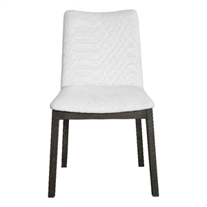 Uttermost Delano Wood and Fabric Armless Chair in Black/White (Set of 2)