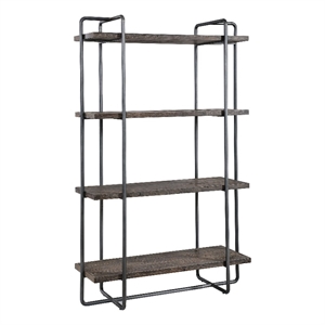 Uttermost Stilo Farmhouse Boat Wood Plywood and Steel Etagere in Brown/Gray