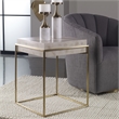 Uttermost Inda Contemporary MDF Wood and Steel Accent Table in Brass/White