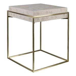 Uttermost Inda Contemporary MDF Wood and Steel Accent Table in Brass/White