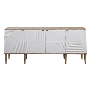 Uttermost Tightrope 4-Door Modern Wood Sideboard Cabinet in White/Woodtone