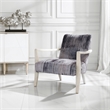 Uttermost Watercolor Contemporary Fabric and Wood Accent Chair in Blue/Gray