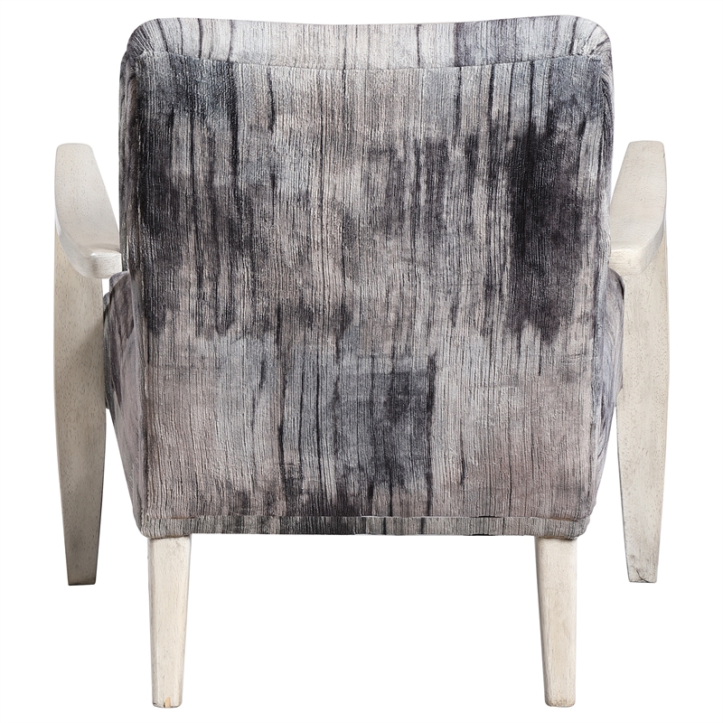 Uttermost Watercolor Contemporary Fabric and Wood Accent Chair in Blue/Gray
