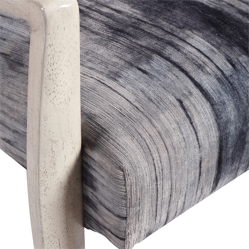 Uttermost Watercolor Contemporary Fabric and Wood Accent Chair in Blue/Gray