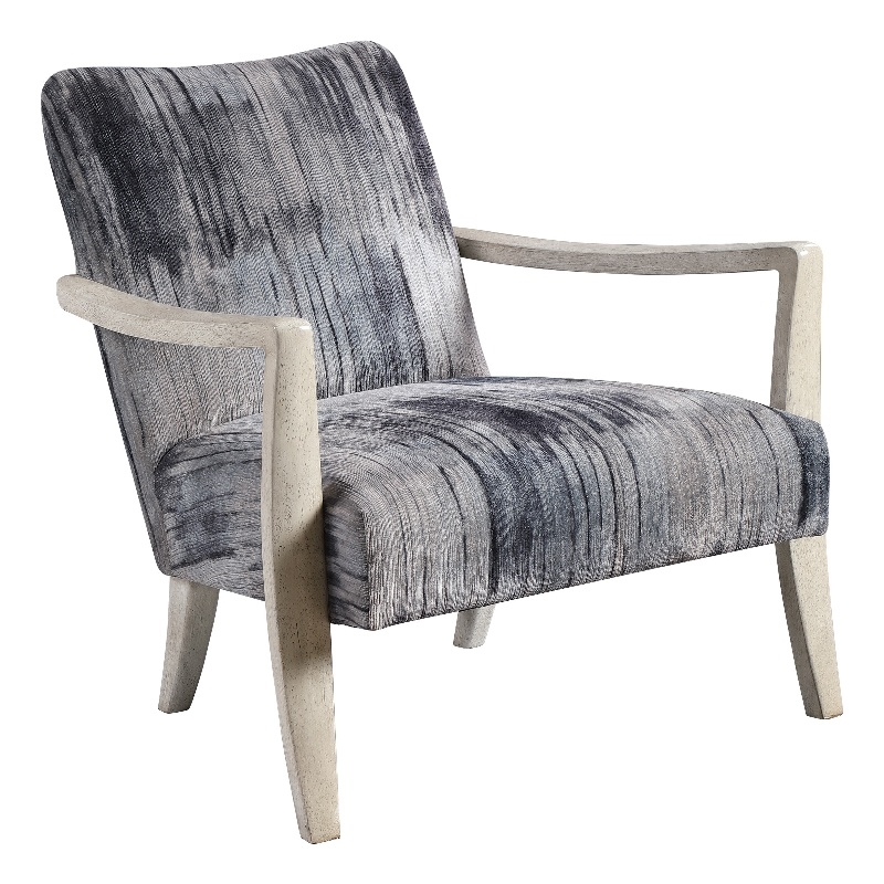 Uttermost Watercolor Contemporary Fabric and Wood Accent Chair in Blue/Gray