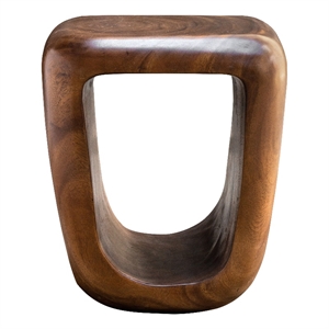 Uttermost Loophole Coastal Solid Wood Accent Stool in Brown Finish