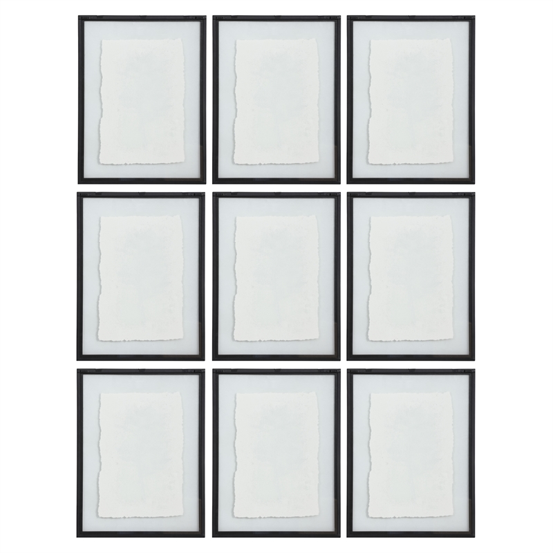Uttermost Farmhouse Florals Iron Glass Cotton Prints in Black/White (Set of 9)